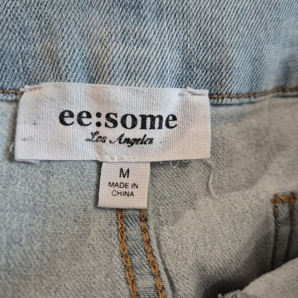 EESome Wide Leg Patch Pocket Frayed Hem Jeans Medium - Picture 7 of 10